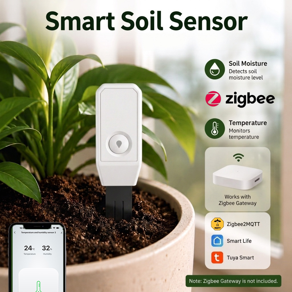 Smart Home Mqtt - Zigbee Bodemvochtigheidssensor Bodemtester Thermohygrometer Bodemmonitoringsmeter Plantenmonitor