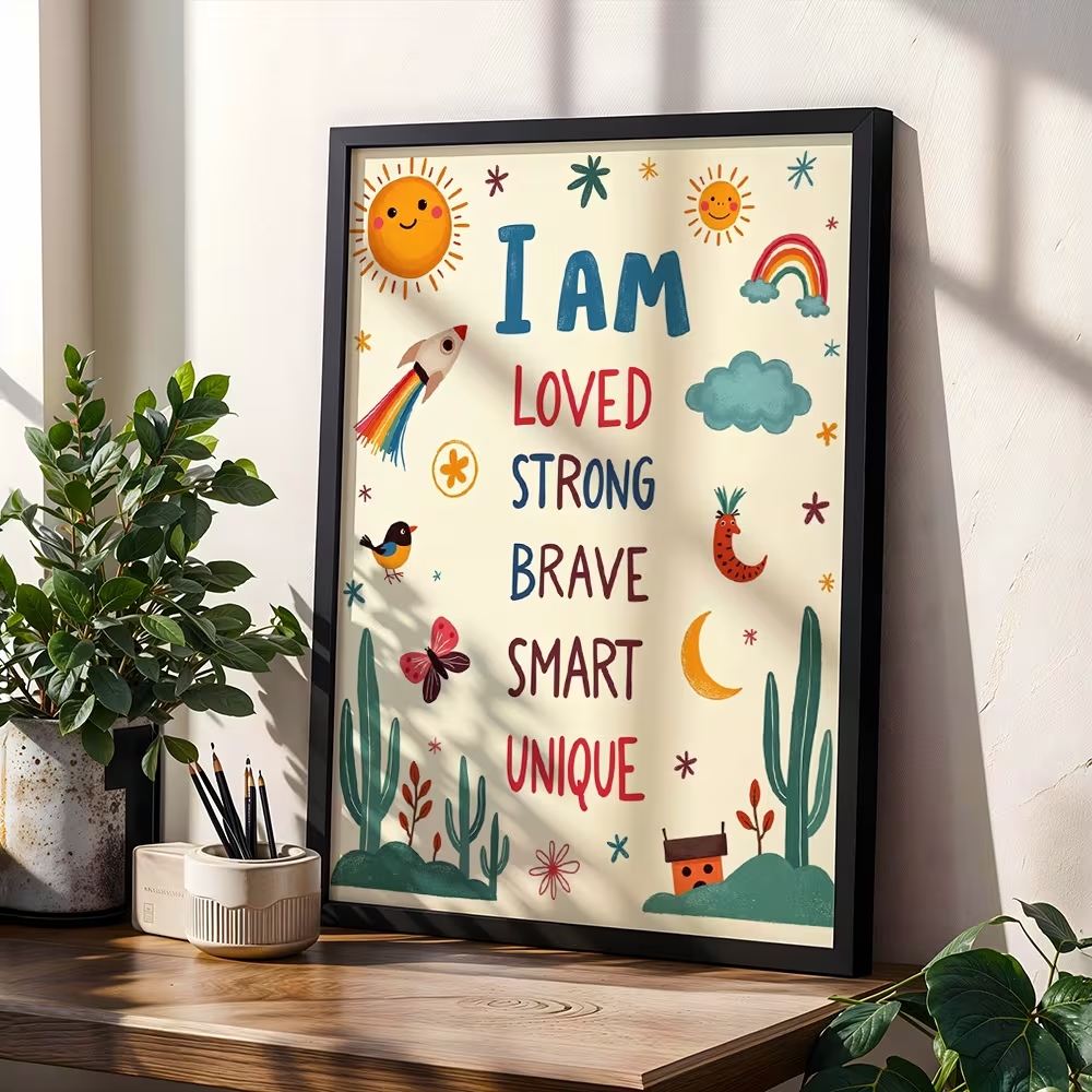 Smart Home Poster - Kleurrijke 'Ik ben geliefd, sterk, dapper,