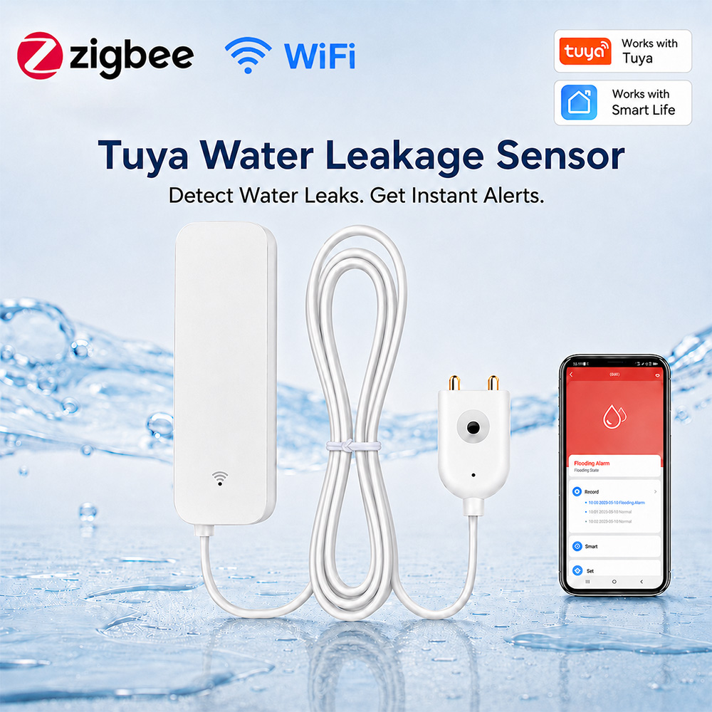 Smart Home Sistem - ZigBee WiFi Waterleksensor Overstromingslekkage Alarmdetector Tuya