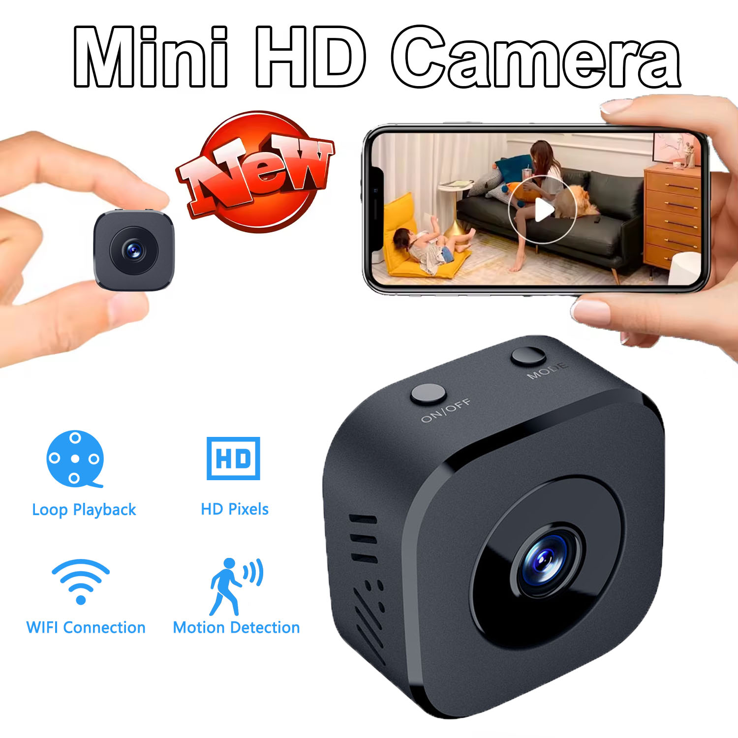 Smart Home Simple - Beveiligingscamera 4K Mini Full Color Nachtzicht