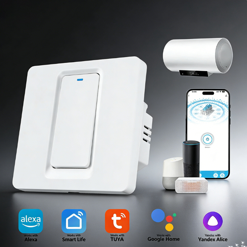 Smart Home Green - Slimme boilerschakelaar/WiFi en Bluetooth-aanraakbediening Werkt met