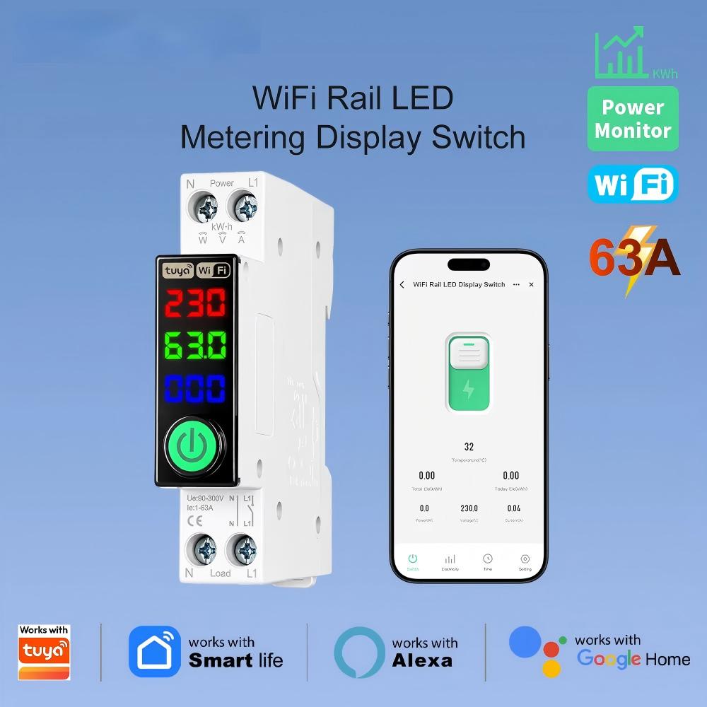 Smart Home Google - WiFi Slimme Automatische Schakelaar met kWh-meting