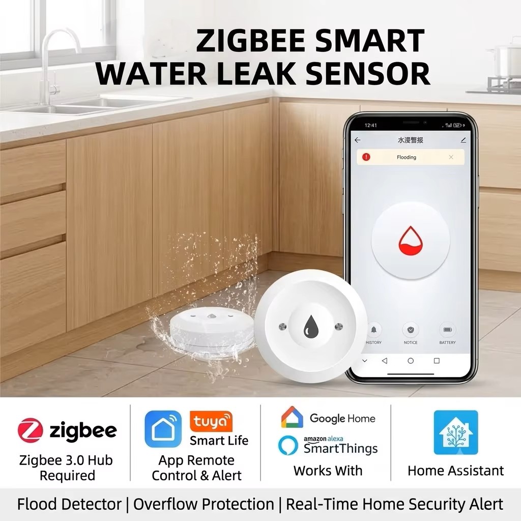 Smart Home Sistem - ZigBee 3.0 Slimme Waterleksensor Draadloze Overstromingsdetector