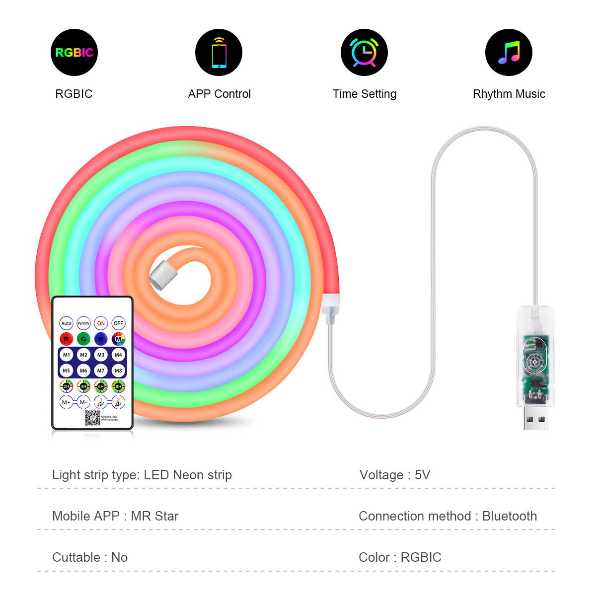5V USB RGBIC Neon LED Strip 1M - Smart Home Poster recensie en prijs