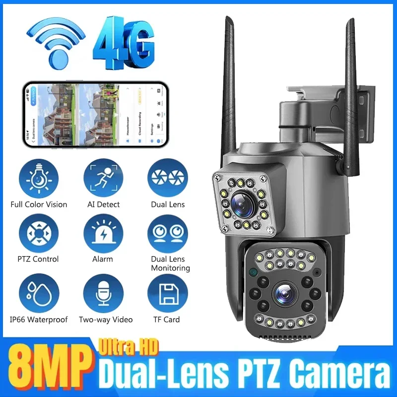 8MP WIFI IP-camera 4K PTZ Dual - Smart Home Outdoor Camera recensie en prijs